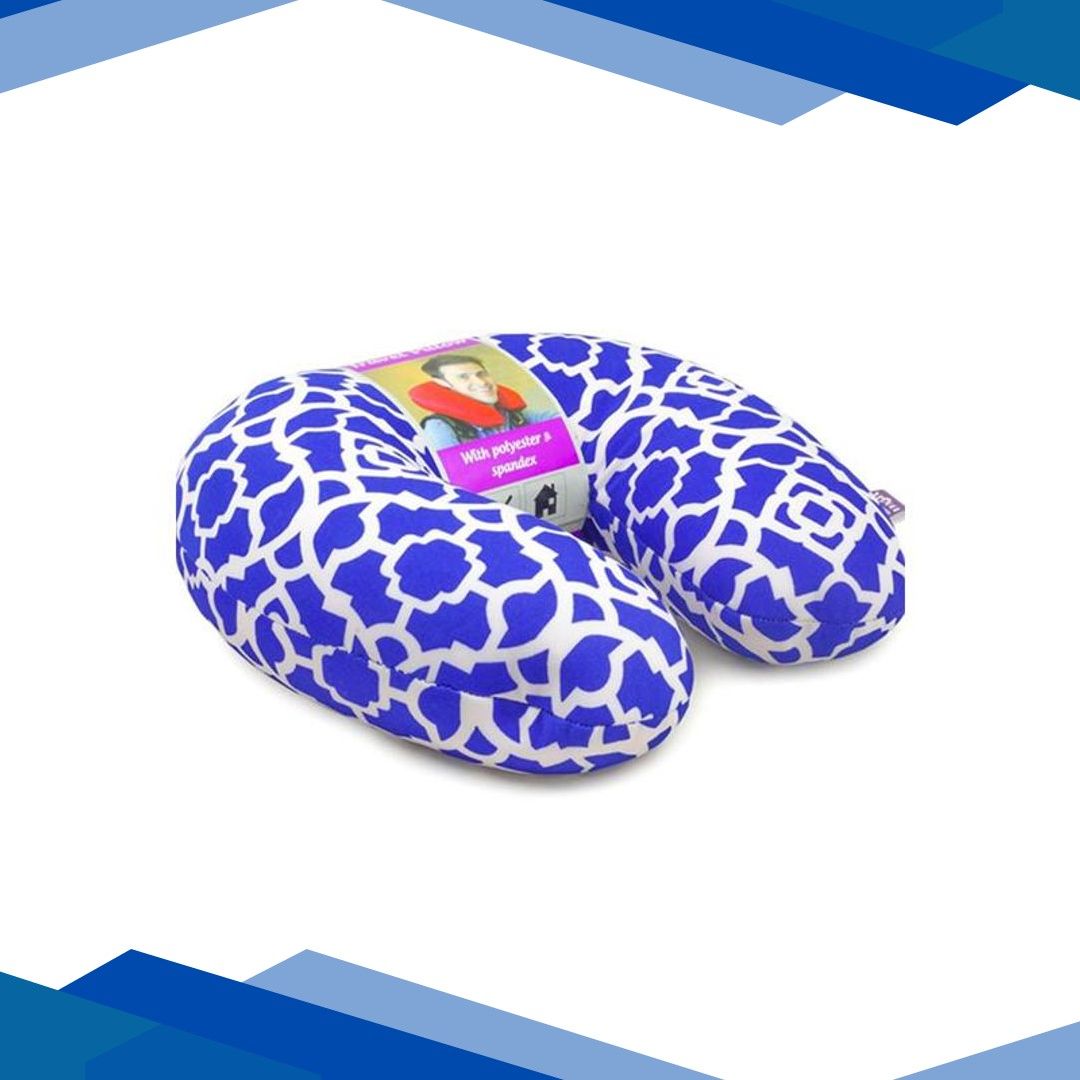 VIAGGI Microbead U Shape Travel Neck Pillow – Trellis Blue