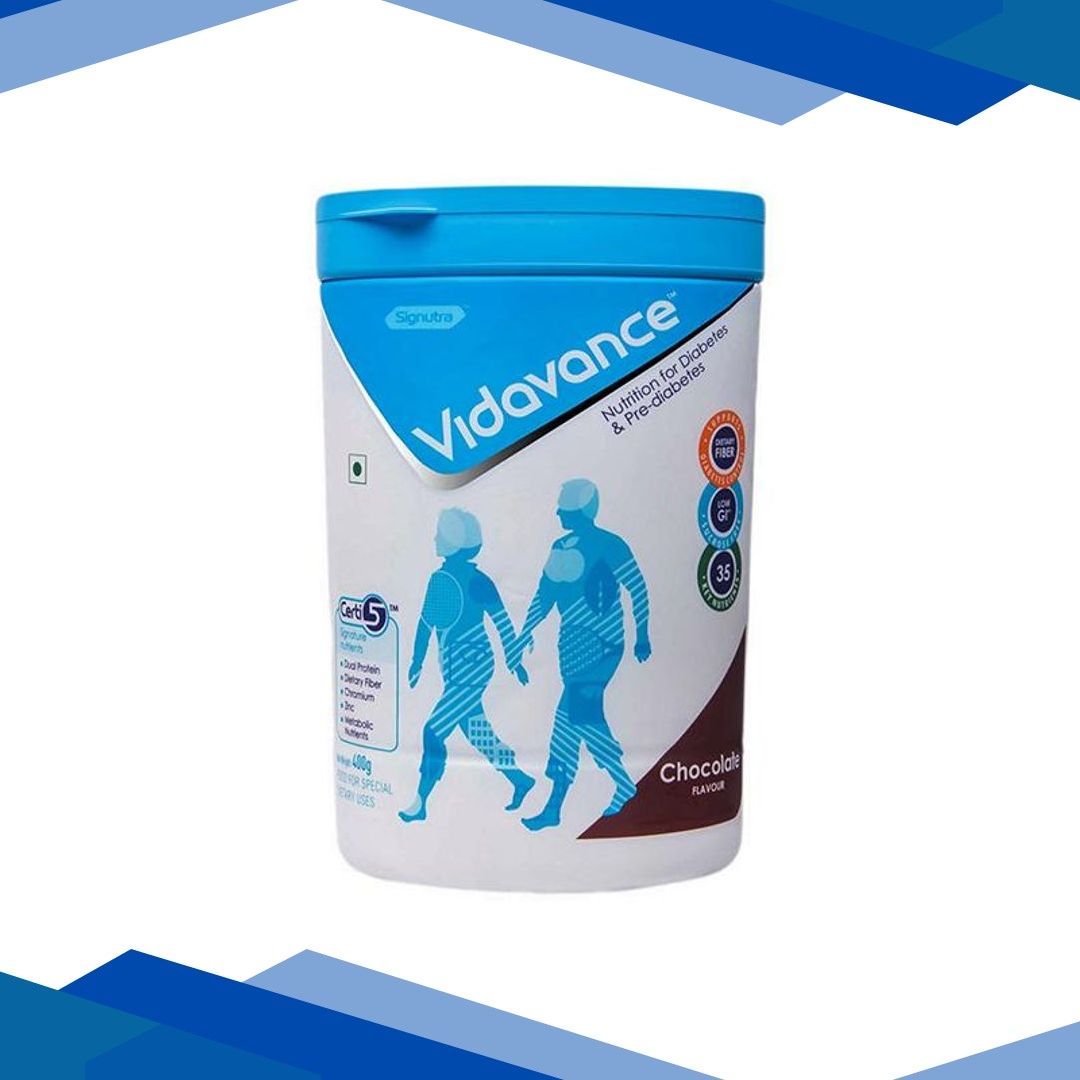 Vidavance Zero Sucrose Specialized Nutrition Supplement Powder for Diabetes Jar Chocolate Flavour 400 g