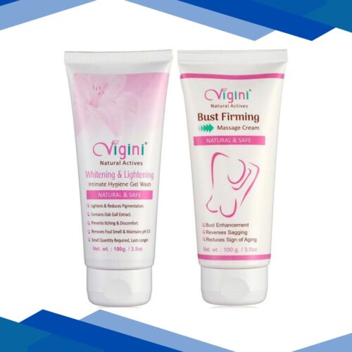Vigini Bust Firming Massage Cream 100ml + Whitenin g & Lightening Intimate Hygiene Gel Wash 100 g