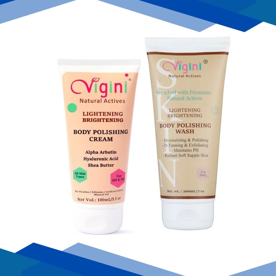 Vigini Lightening Brightening Body Polishing Wash 200 ml + Lightening Brightening Body Polishing Cream 100 ml
