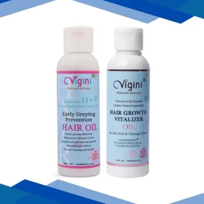 Vigini Natural Actives Hair Growth Vitalizer Oil 100 ml + Early Greying Prevention Hair Oil 100 ml