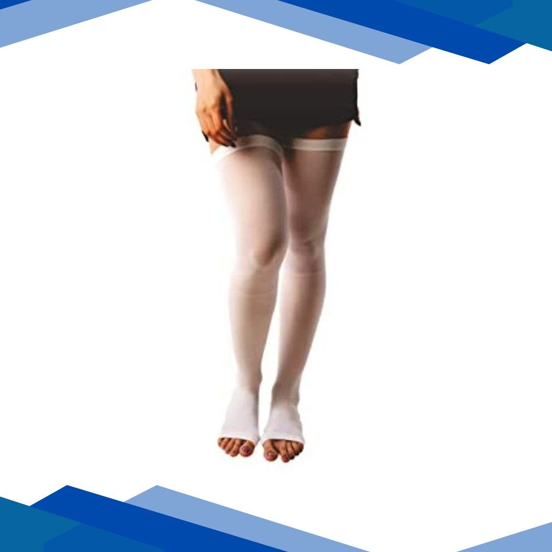Vissco Platinum Thigh Length Anti Embolism Stockings (13 – 18 mmHg) – White (M) (Open Toe)