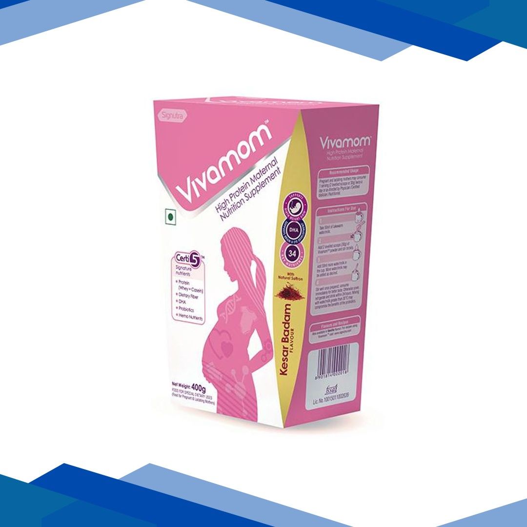 Vivamom High Protein Maternal Nutrition Supplement Powder Refill Gluten Free – Kesar Badam Flavour 400 g