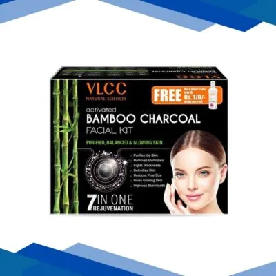VLCC Activated Bamboo Charcoal Facial Kit (5 Sessions) 300 gm with FREE Rose Water Toner 100 ml