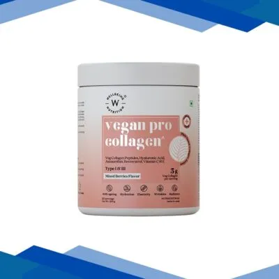 Wellbeing Nutrition Vegan Pro Collagen, Clinically Proven Plant Based Peptides, Hyaluronic Acid, Astaxanthin, Resveratrol 1 gm