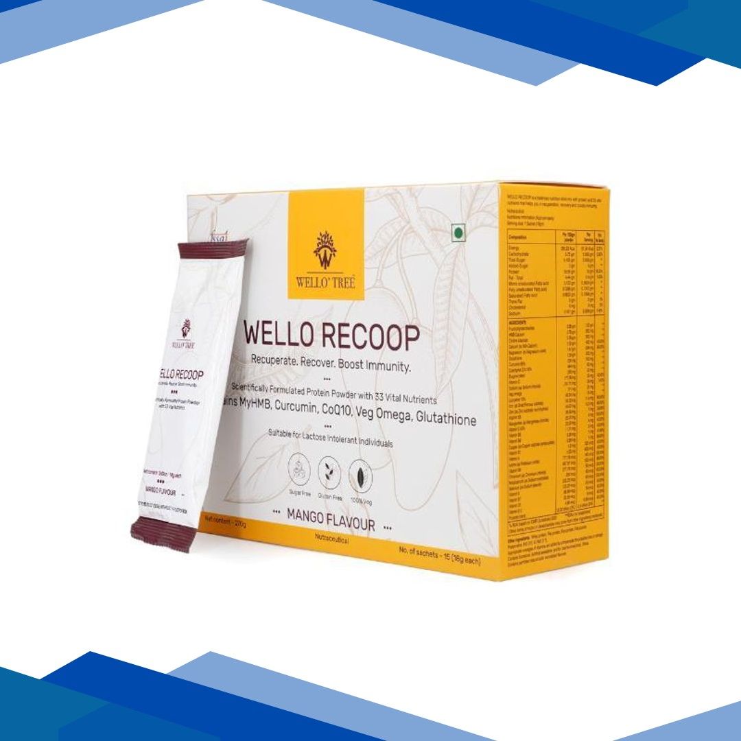 WelloTree Wello Recoop Protein Powder – Mango Flavour (Pack Of 15 x 18g) 1s
