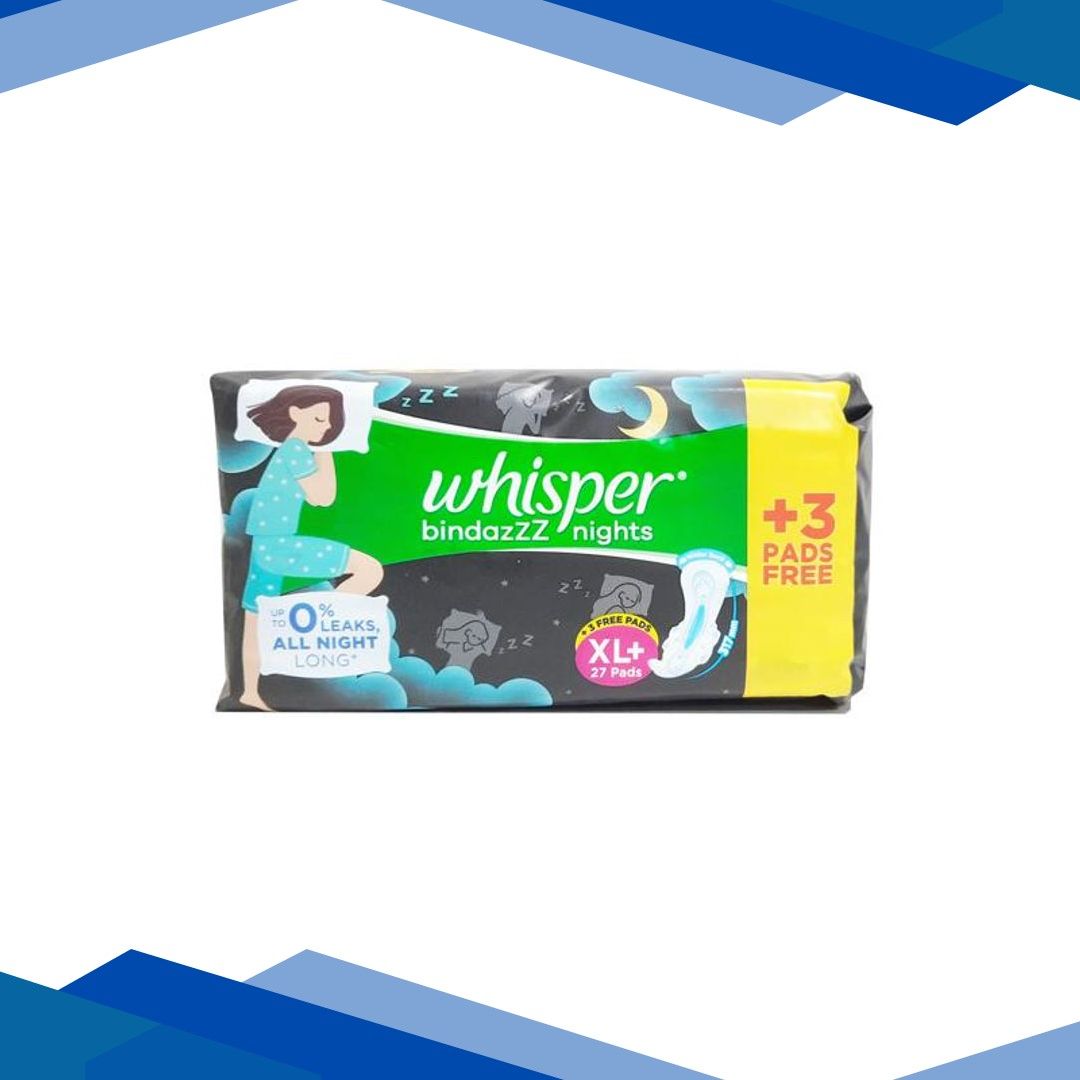 Whisper Bindazzz Nights Sanitary Pads (XL+) 27’s