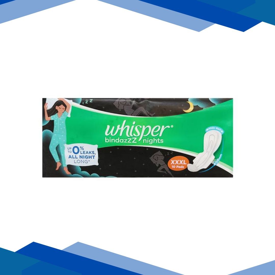 Whisper Bindazzz Nights Sanitary Pads (XXXL) 10’s