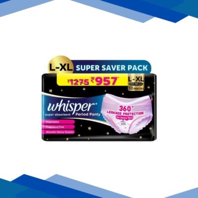 Whisper Super Absorbent Period Panty (L-XL)(100-140 cm) 18’s