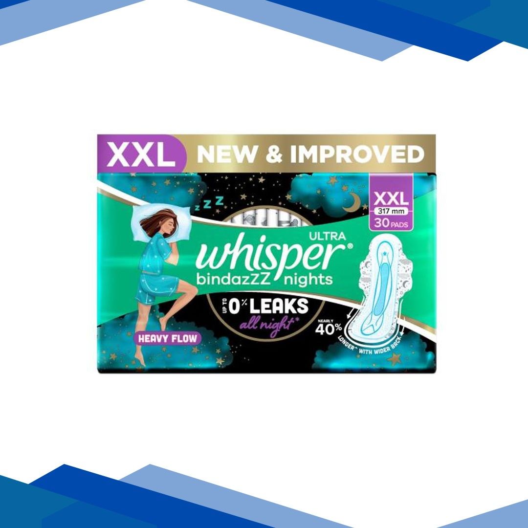 Whisper Ultra Bindazzz Nights Sanitary Pads (XXL) 30’s
