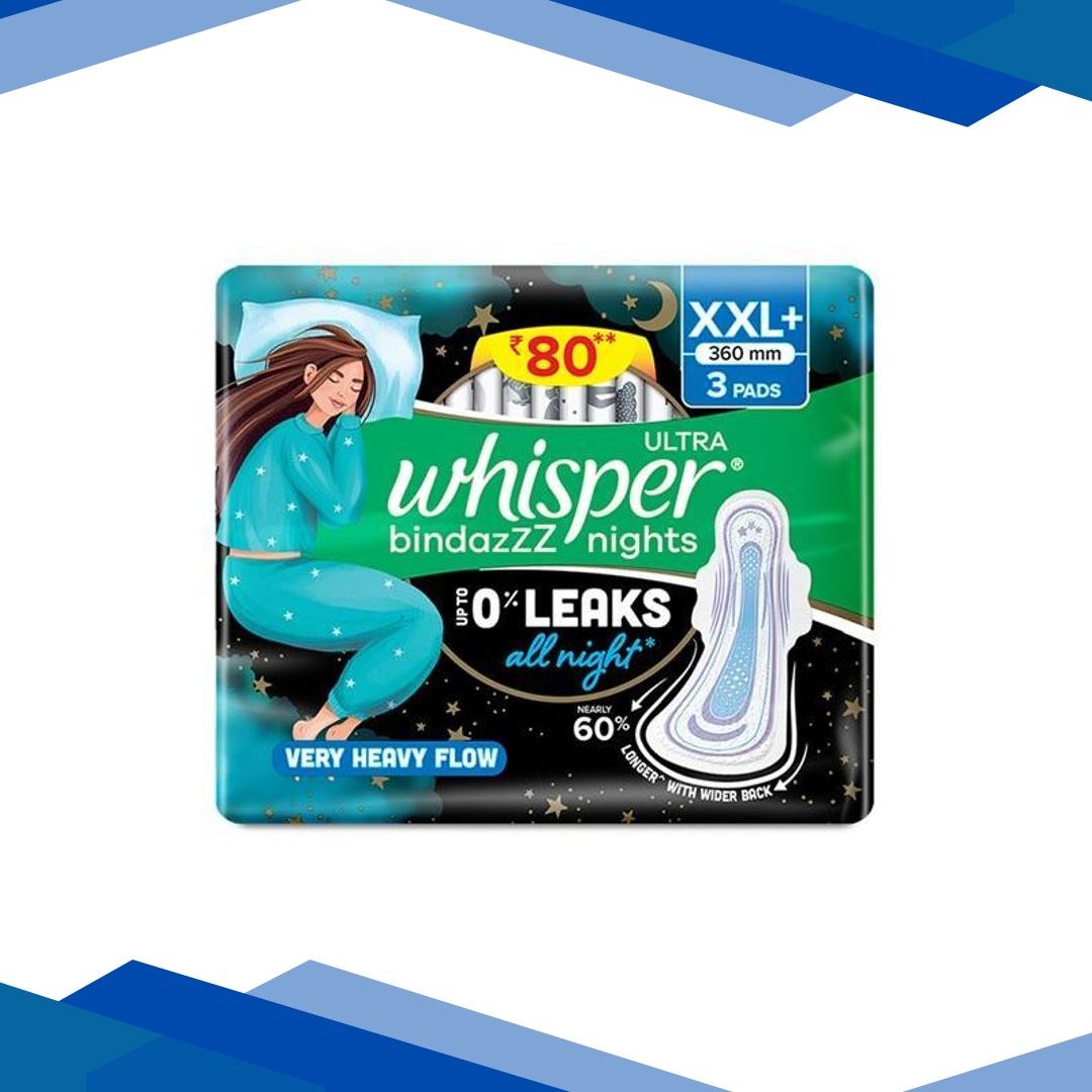 Whisper Ultra Bindazzz Nights Sanitary Pads (XXL+) 3’s