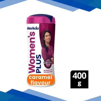 Women’s Plus Horlicks No Added Sugar Powder – Caramel Flavour 400 gm (Pet Jar)