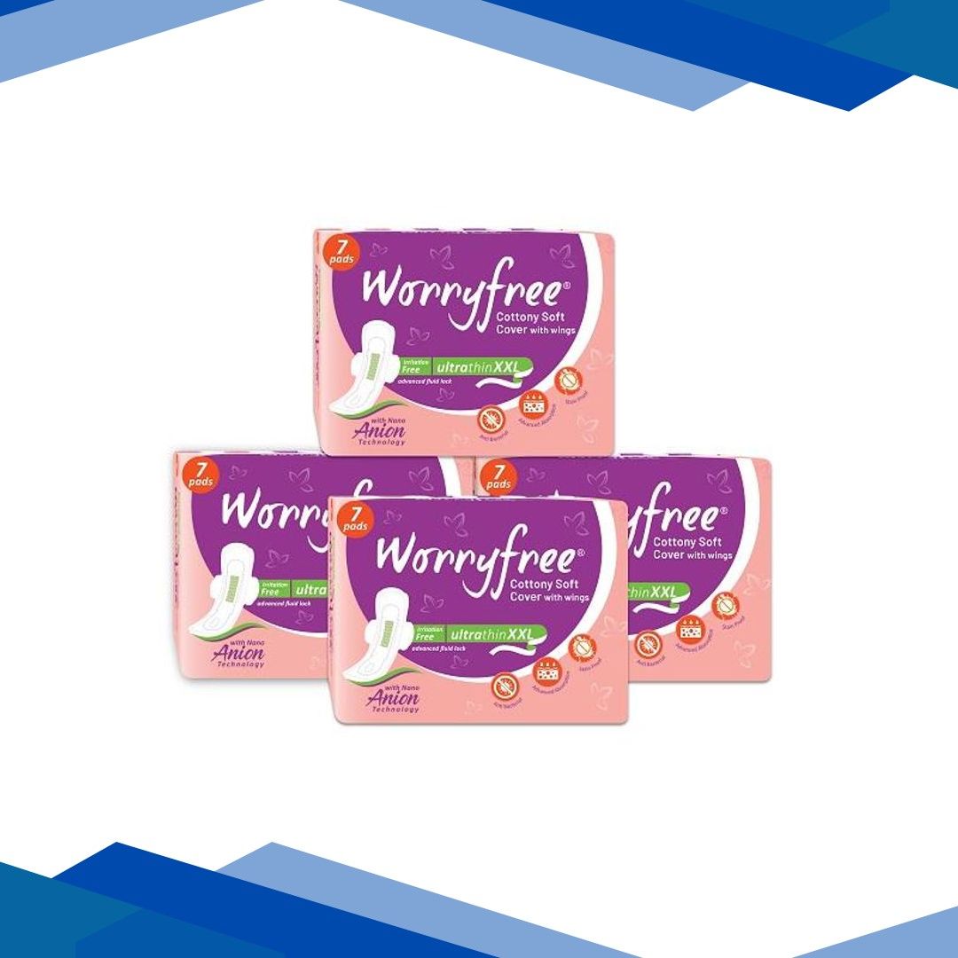 Worryfree Cottony Soft Ultrathin Sanitary Pad – XXL (Pack of 4 X 7’s)