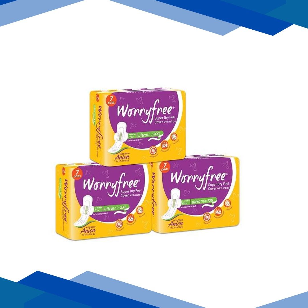Worryfree Super Dry Ultrathin Sanitary Pad – XXL (Pack of 3 X 7’s)