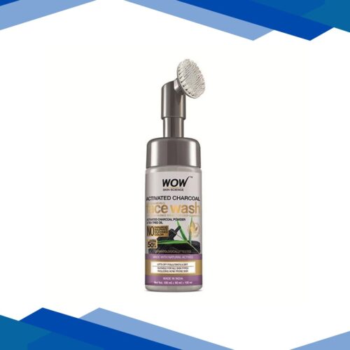 Wow Life Science Charcoal Foaming Face Wash with Built-In Face Brush for deep cleansing 100 ml