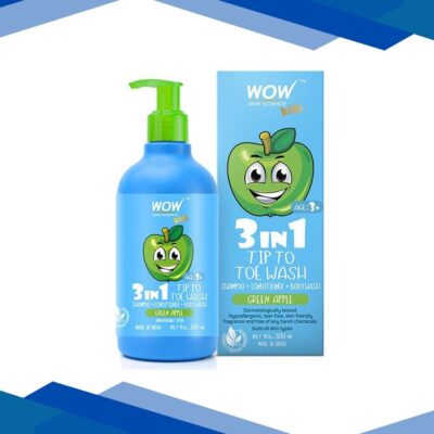 Wow Life Science Kids 3 in 1 Tip to Toe Wash – Green Apple 300 ml