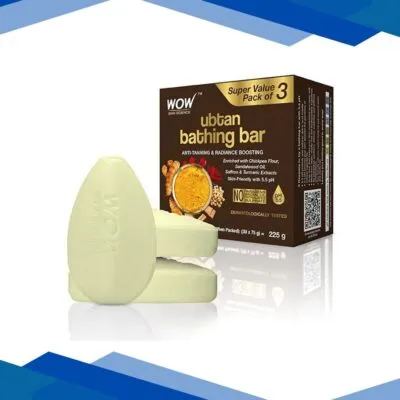 Wow Life Science Ubtan Bathing Bar – Super Value Pack of 3 – Skin-Friendly with 5.5 pH (75g X 3) 1’s