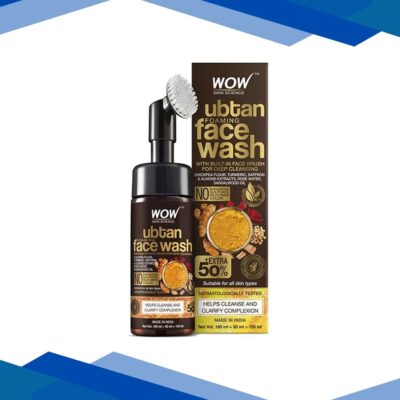 Wow Life Science Ubtan Foaming Face Wash with Built-In Face Brush for deep cleansing 100 ml