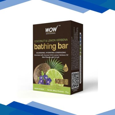 WOW Skin Science Coconut & Lemon Verbena Bathing Bar – Skin-Friendly with 5.5 pH 75 gm