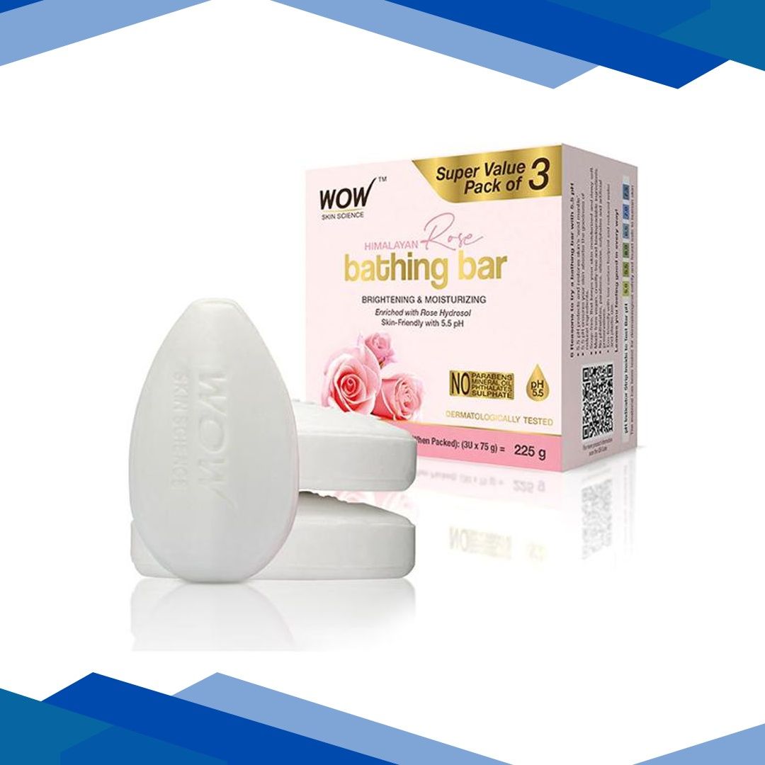 WOW Skin Science Himalayan Rose Bathing Bar – Super Value Pack of 3 – Skin-Friendly with 5.5 pH (75g X 3) 1’s