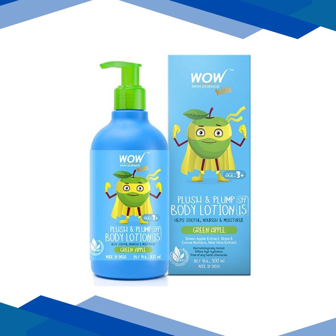 WOW Skin Science Kids Plush & Plump Body Lotion – Green Apple – SPF 15 300 ml