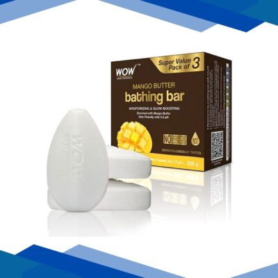 WOW Skin Science Mango Butter Bathing Bar – Super Value Pack of 3 – Skin-Friendly with 5.5 pH (75g X 3) 1’s
