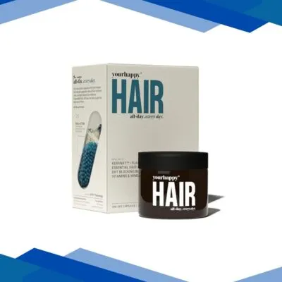 Yourhappylife Hair Capsules with Keranat, Biotin 10,000Mcg, Hair Aminos, Dht Blockers, Dual Action Capsules for Healthy Hair Growth 30 Capsules 1’s
