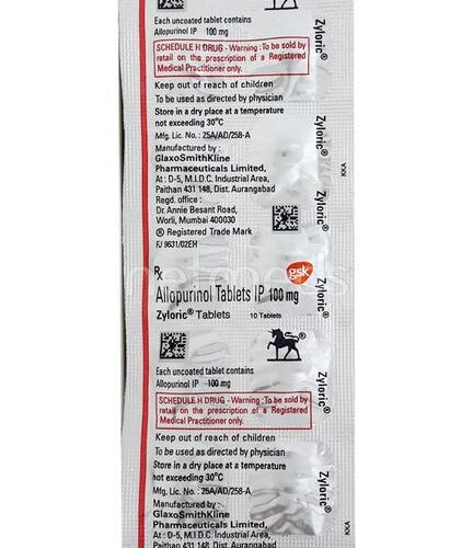 Zyloric 100mg Tablet 10'S