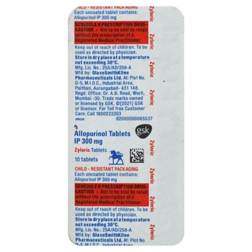 Zyloric 300mg Tablet 10'S